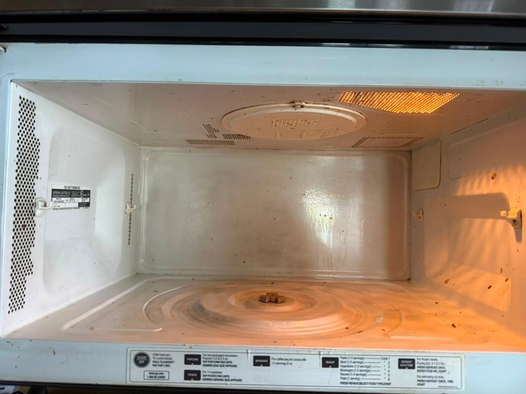 Microwave interior before cleaning